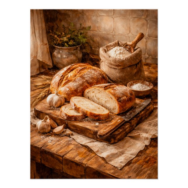 Póster Panadería Artesanal Pan un Bodegón Rústico de Alim (Anverso)