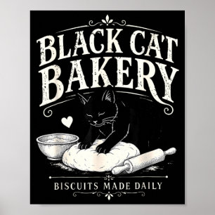 Póster Panadería Black Cat Galletas Hechas Diariamente Ar