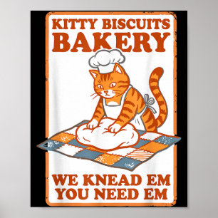 Póster panadería de galletas de gatito gato divertido ama