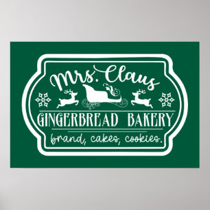 Póster Panadería de pan de jengibre de la Sra. Claus Navi