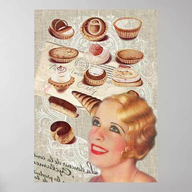 Póster panadería parisina bizcocho pastelería galletas qu (Frente)