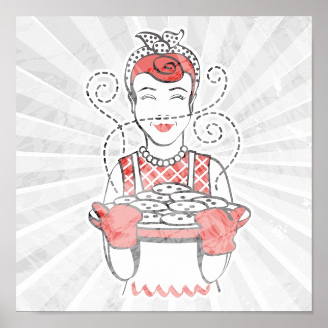 Póster panadero de ama de casa retro (Frente)