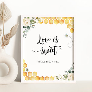 Póster Panal de abeja acuarela El amor es dulce