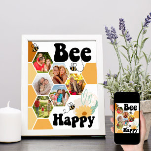 Póster Panal de Abejas Felices Collage de 6 Fotos