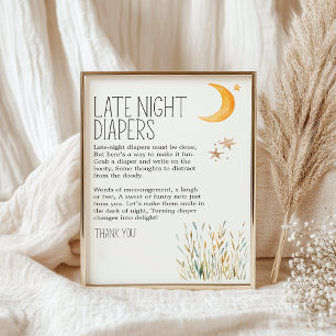 Póster Pañal de Noche Tarde para Baby Shower Little Farm