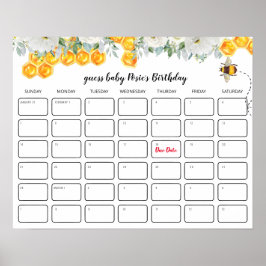 Póster Panal Floral | Adivinanza de Cumpleaños para Baby 
