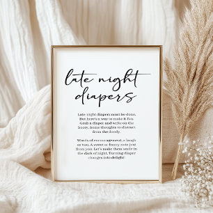 Póster Pañal nocturno de bebé con letra script moderna ne