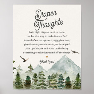Póster pañales de bosque de bosque pensamientos de bebé s