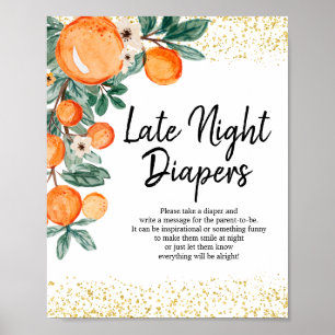 Póster Pañales de noche de verano naranja acuarela
