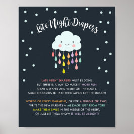 Póster Pañales de noche tarde signo Nube gotas de lluvia