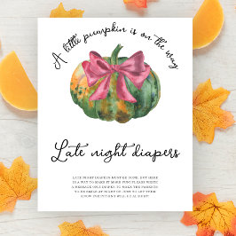 Póster Pañales de noche tardía para baby shower de calaba