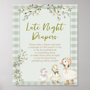 Póster Pañales Nocturnos de Mamá Gansa y Bebé Gansito