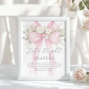 Póster Pañales Nocturnos Lazo Rosa Floral