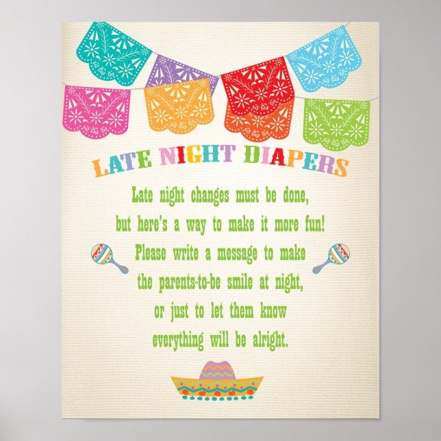 Póster pañales nocturnos Poster de Fiesta Mexicano (Frente)