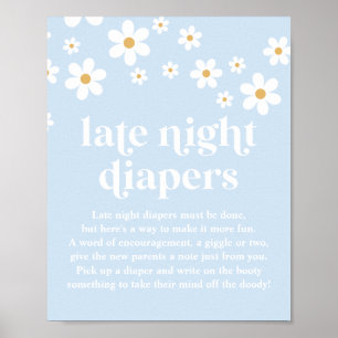 Póster Pañales para bebé Daisy para fiesta de shower noct