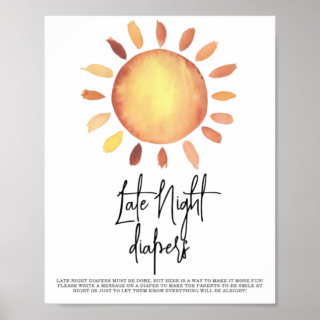 Póster pañales Sunshine Late Night (Frente)