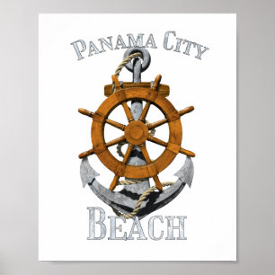 Póster Panamá City Beach Florida Vacaciones Ancla Náutica