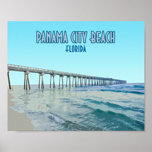 Póster Panamá City Beach Florida Vintage (Frente)