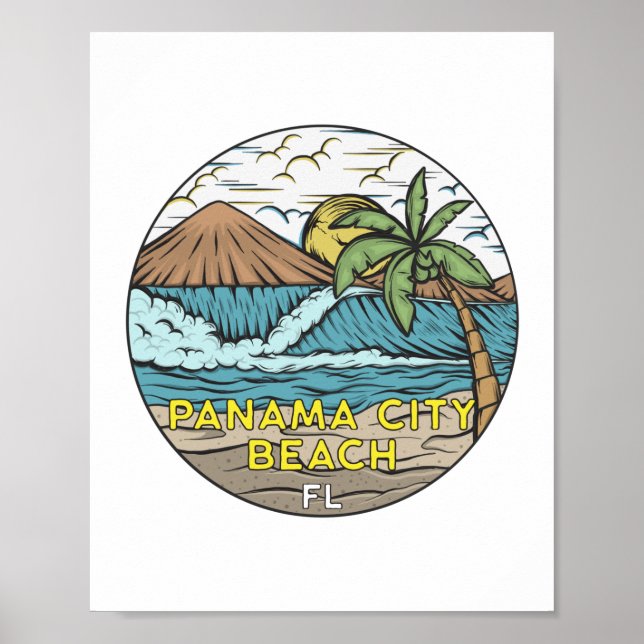 Póster Panamá City Beach Florida Vintage (Frente)