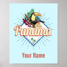 Panamá Ciudad Toucan Retro Palm Trees Vintage