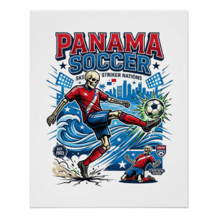 Póster Panamá Fútbol Esqueleto Delantero Naciones Cartel
