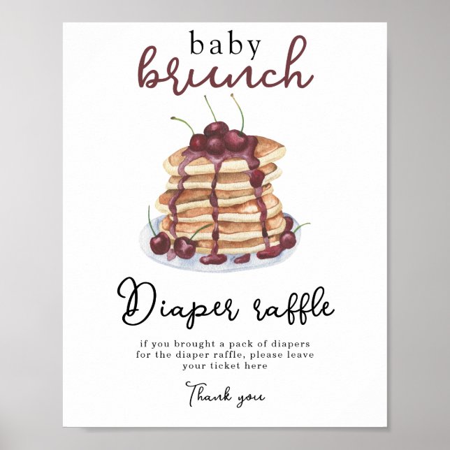 Póster Pancakes baby ducha Diaper Raffle (Frente)