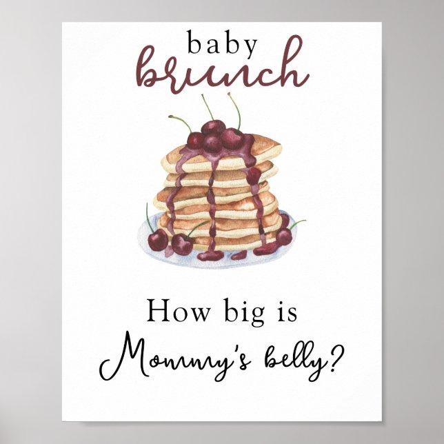Póster Pancakes Baby ducha ¿Qué tan grande es la barriga  (Frente)