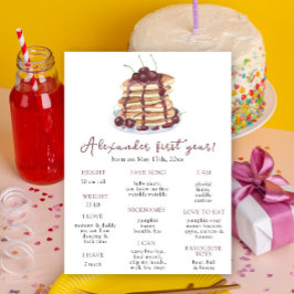 Póster Pancakes First Birday Milestone Cumpleaños