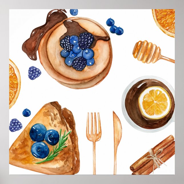 Póster Pancakes modernos Kitchen Beauty Breakfast (Frente)