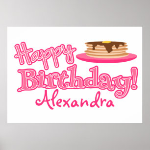 Póster Pancakes Pink Happy Birday