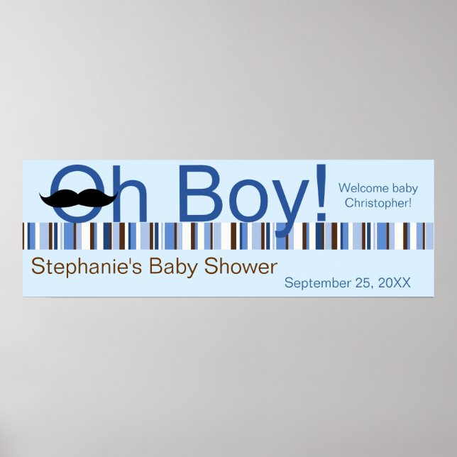Póster Pancarta de Baby Shower de Oh Boy (Frente)