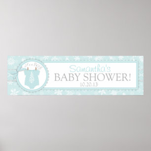 Póster Pancarta de Baby Shower de Salto de Nieve en invie