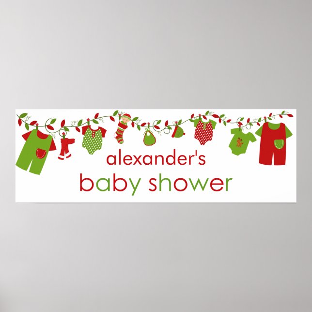 Póster Pancarta de Baby Shower para el niño que lava navi (Frente)