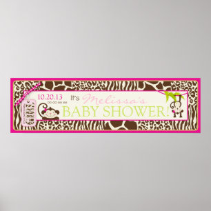 Póster Pancarta de Baby Shower sobre el Safari de los Mon