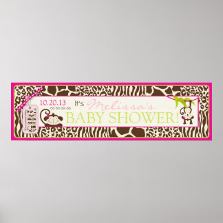 Póster Pancarta de Baby Shower sobre el Safari de los Mon