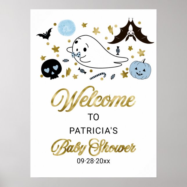 Póster Pancarta de bienvenida para baby shower de Hallowe (Frente)