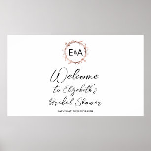 Póster Pancarta de bienvenida para ducha de novia con flo