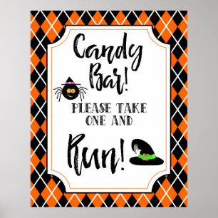 Póster pancarta de caramelos de la fiesta de halloween ag