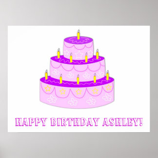 Póster Pancarta de cumpleaños de pasteles de cumpleaños r