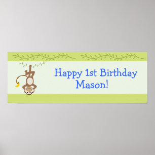 Póster Pancarta de cumpleaños de Personalizado de monos