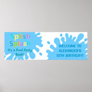 Póster Pancarta de cumpleaños del Fiesta Splish Splash Po