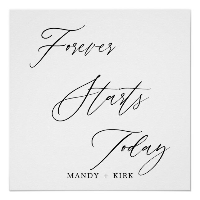 Póster Pancarta de fondo de boda “Forever Starts Today”  (Anverso)