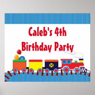 Póster Pancarta de la fiesta del cumpleaños del tren infa