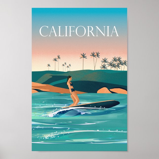 Póster Pancarta de viajes de California (Frente)