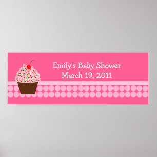 Póster Pancarta de Yummy Cupcake Baby Shower / Cumpleaños
