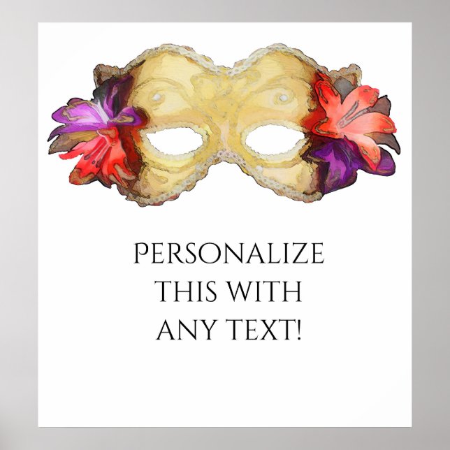 Póster Pancarta del Fiesta de máscara de mascarada floral (Frente)