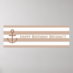 Póster Pancarta marrón y pancarta de Personalizado a raya