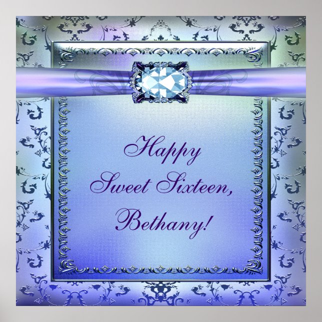 Póster Pancarta morada Verde azulada dulce dieciséis Fies (Frente)
