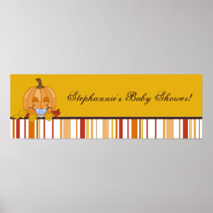 Póster Pancarta personalizada de 22.5"x7.5" Calabaza otoñ