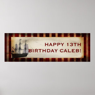 Póster Pancarta personalizada para fiesta de cumpleaños c